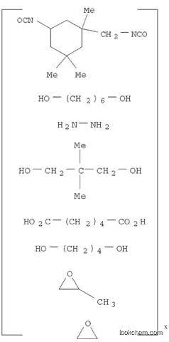 Molecular Structure of 99328-63-9 (Hexanedioic acid, polymer with 1,4-butanediol, 2,2-dimethyl-1,3-propanediol, 1,6-hexanediol, hydrazine, 5-isocyanato-1-(isocyanatomethyl)-1,3,3-trimethylcyclohexane, methyloxirane and oxirane)